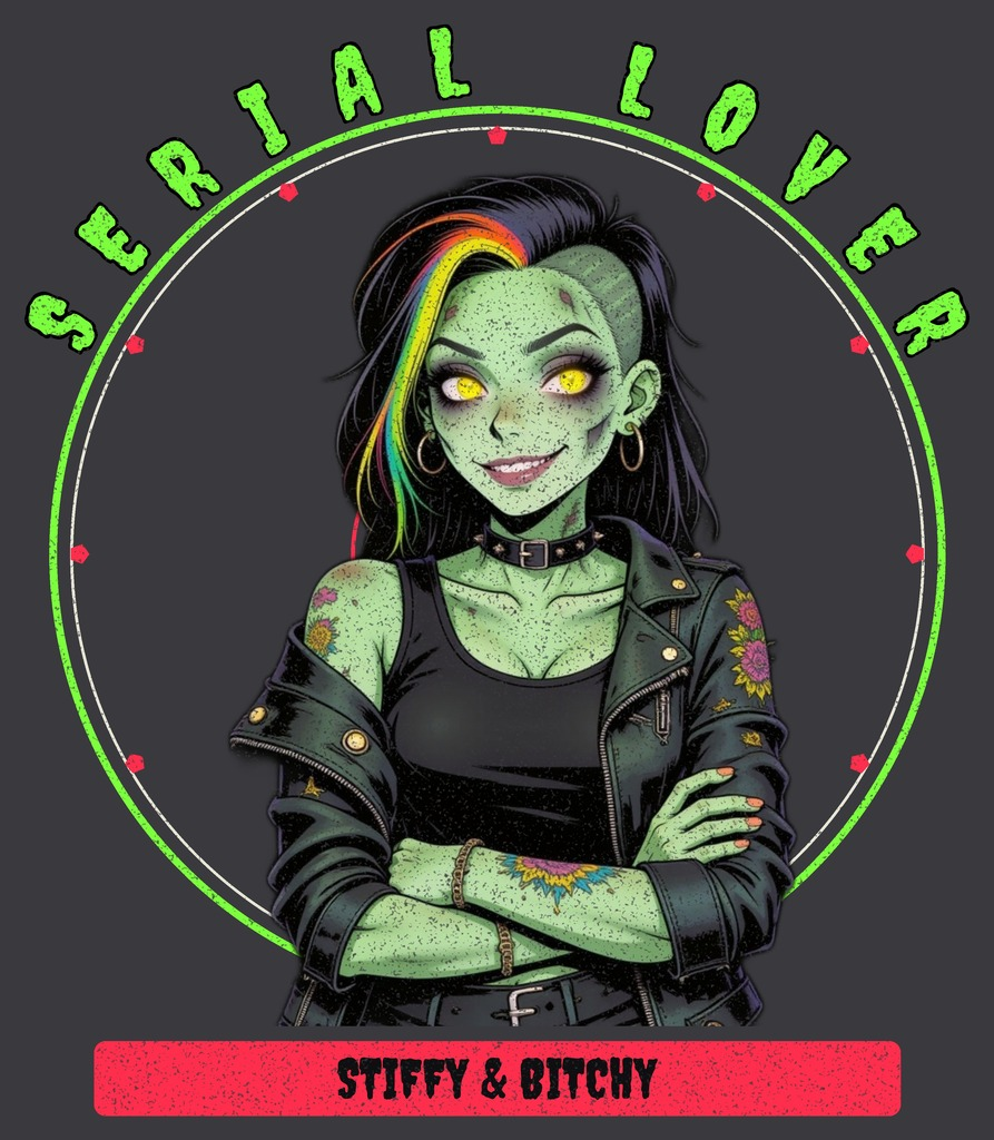 Stiffy & Bitchy Living Shirt artwork — the AR tracking target